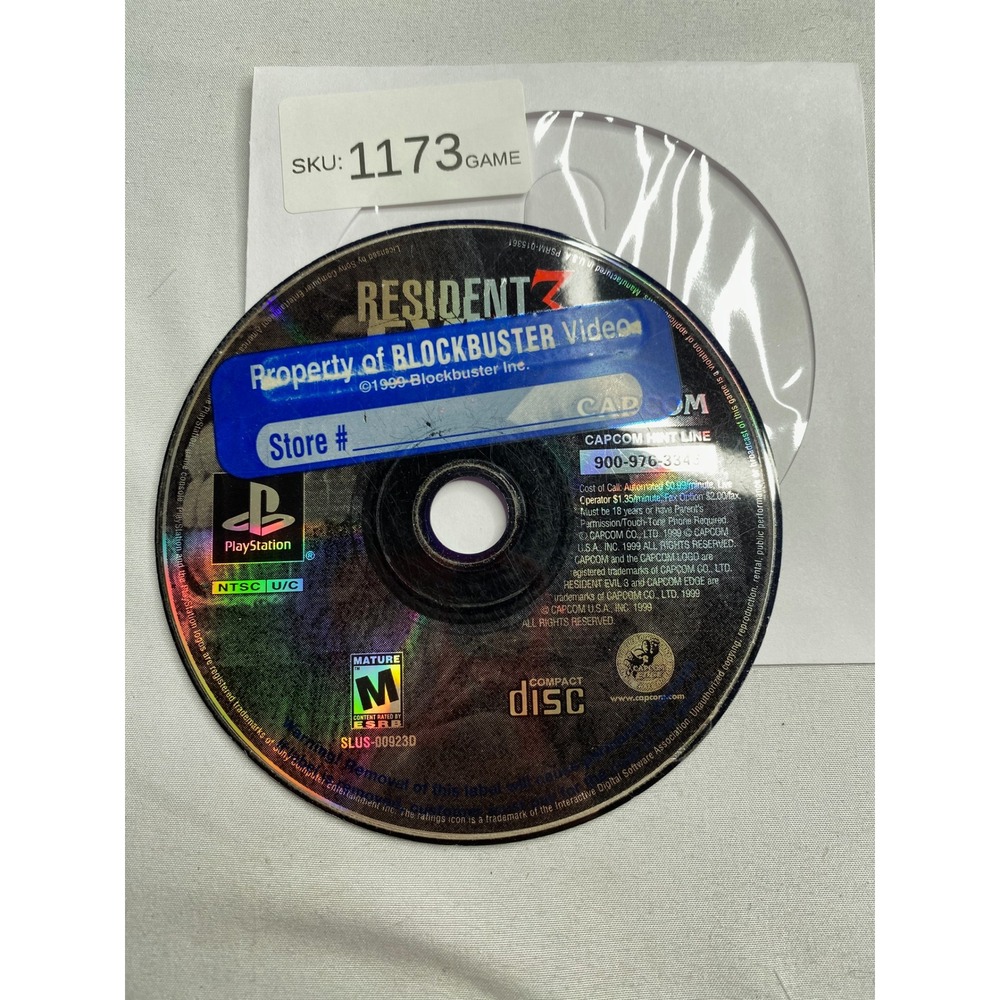 Resident Evil 3 Nemesis Sony PlayStation 1